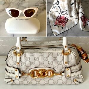 Gucci Cream and Gold Satchel